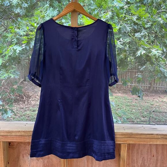 Dior Women's Navy/Purple 100% Silk Ruffled Mini Dress Size L - Picture 2 of 14
